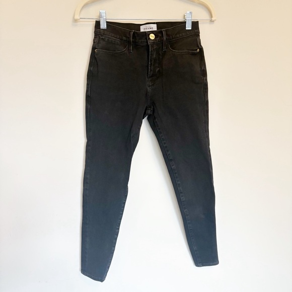 Frame Le High Skinny Jeans in Black Noir Ankle Length size 26 - Picture 1 of 10